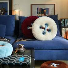 Vintage Button Throw Pillow, Round Decorative Plush Cushion, Ultra Soft Filled Seat Sofa Vanity Chair Bed Home Decor - Multicolor - View 7