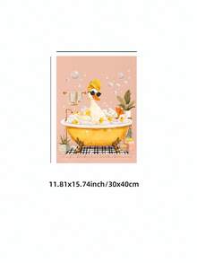 1pc Frameless Bathroom Wall Art Bathtub  Pattern Toilet Print Digital Download Poster Aesthetic Apartment Dorm Decor Back To School Funky Posters Dorm Essentials - Bathroom - View 10