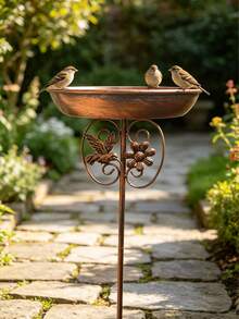 2-In-1 Iron Bird Bath And Feeder, Multiple Sculptural Designs Available, With 5-Claw Anti-Rust Feet For Stable Outdoor Placement, Suitable For Garden And Yard Decor, Can Be Used For Bird Drinking And Bathing, Easy To Clean - TK18 - View 8