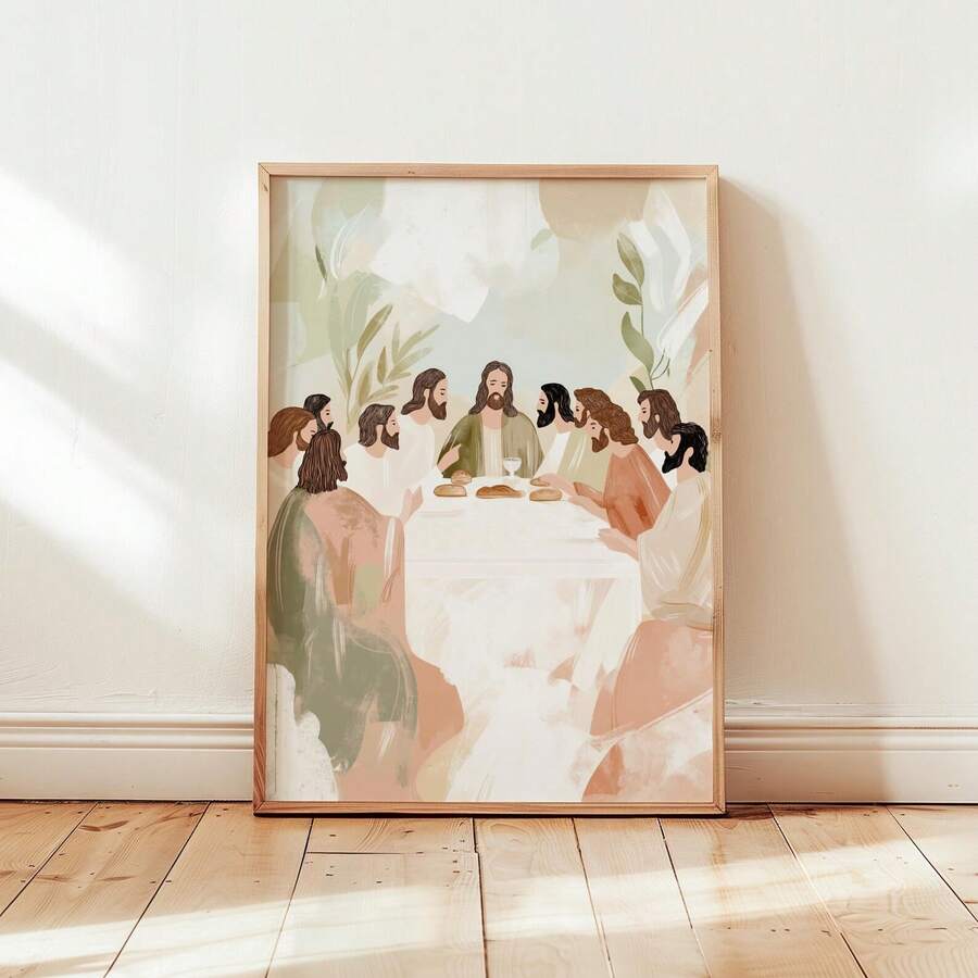 1 Stück rahmenloses minimalistisches Das letzte Abendmahl Leinwand Wandkunst - Renaissance christliches religiöses Poster, Vintage Dekoration für Schlafzimmer, Wohnheim, Wohnung, Wohnzimmer, Home Office, Klassenzimmer, Raumdekoration Schlafzimmer, Dekoration Schlafzimmer, Wandkunst, beste Geschenkwahl - Das letzte Abendmahl - Übersicht 1