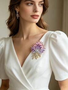 Luxury Crystal Fireworks Brooch For Women, Rhinestone Flower Pin, Banquet Wedding Dress Accessory - Multicolor - View 1
