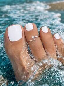 Anillo para el dedo del pie minimalista con circonita brillante, anillo para el dedo del pie ajustable de cobre, accesorio de joyería para vacaciones de verano en la playa, decoración delicada y apilable para los pies - Plateado - Ver 4