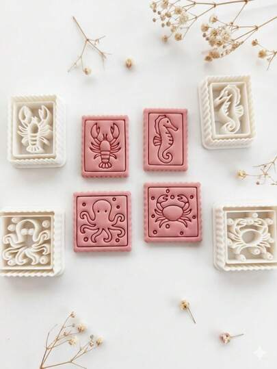 1/4piezas Cortadores de arcilla con forma de animales marinos, moldes de arcilla polimérica para joyería náutica, herramientas de manualidades DIY para aretes de playa de verano hechos a mano y creación de pasatiempos