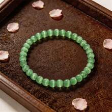 1pc 6mm Cat Eye Stone Bead Bracelet, Multicolor Round Stone Beads Elastic Bangle, Minimalist Fashion Women's Couple Daily Wear Gift - 6mm Cat's Eye - View 12