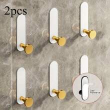 2pcs Heavy Duty Self-Adhesive Metal Wall Hooks - Easy Installation, No Drilling Required Towel Rack, Suitable For Bathroom And Kitchen - Waterproof Storage For Clothes, Hats, Keys, Christmas Decorations - Multicolor - View 10