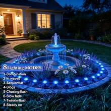 30 Pack Small Solar Ground Lights Blue,Solar Garden Lights Outdoor,IP65 Waterproof 8 Modes Auto On/Off ,Solar Lights Outdoor Decorative Landscape LED For Garden Patio Lawn Yard Backyard - 藍色燈光 - 查看 6