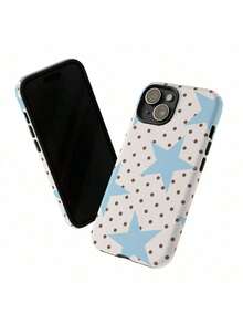 1pc Black Polka Dot UV Printed Pattern Design Leather Texture Phone Case - Multicolor - View 3