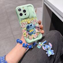 Disney Has Authorized, Phone Case - Chain Set, The Stitch Lilo & Stitch 3D Phone Case Plus A Silicone 3D Stitch Bracelet With Metallic Ring Removable Bracelet, Stitch And Angel Pattern, Compatible With Iphone17/16/15/14/13/12/11/XS/XR/X Plus Pro Max, A Stylish Cartoon Phone Case, The Perfect Gift Choice, Phone Protection, Durable Phone Cover, Great Gift For Friends And Family. - trắng - Xem 2