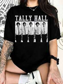 Retro Tally Hall Band T-Shirt, Monochrome Music T-Shirt, Vintage Graphic Alternative Rock T-Shirt, Tally Hall Merchandise For Fans, Gift T-Shirt For Music Lovers - Black - View 1