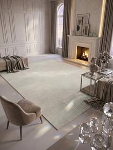 1pc Rug/Carpet/Area Rug/Bath Mat/Door Mat, French Chic Minimalist Modern Abstract Line Grid Pattern, High-End, Suitable For Bathroom, Kitchen, Entryway, Hallway, Bedside, Living Room, Bedroom, All Season Washable Soft Faux Wool Carpet, Home Decor - P - View 4
