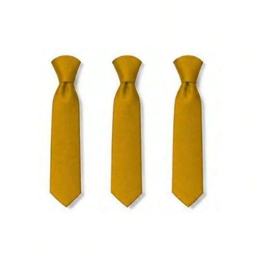 Set Of 3 Light Gray Ties For Groomsmen, Weddings, And Events - Golden Yellow - View 1