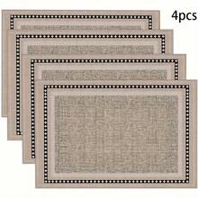 Multi-Pack Linen-Style Placemats With Classic Border Designs. 100% Polyester, Non-Slip, Heat-Resistant, Easy To Clean. Neutral Tone, Perfect For Everyday Meals And Home Decor. - Multicolor - View 21
