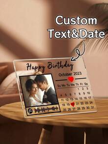 1pc Customized Calendar Acrylic Plaque - Personalized Acrylic Plaque, Customizable With Photos, Anniversary Dates, Made Of Premium Acrylic Material. Perfect Gift For Boyfriend, Couple, Couples, And Graduate. Suitable For Birthday, Graduation Ceremony, Wedding Anniversary, And Romantic Occasions, Also An Ideal Choice For Customized Gifts, Personalized Gifts, And Gifts For Boyfriend - Multicolor - View 2