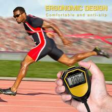Cronómetro Deportivo de Mano, Temporizador Digital LCD, Resistente al Agua y Duradero, para Natación, Running, Fútbol, Entrenamiento, Cronometraje Preciso - Rojo - Ver 4