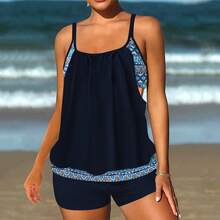 New Bikini Styles For 2026: Women's Printed Two-Piece Swimsuit - 深藍 - 查看 1