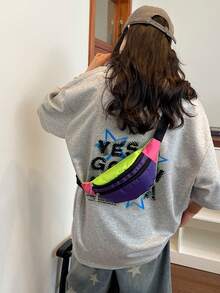 Bolso de cintura/bandolera para mujer; diseño de bloques de color unisex; adecuado para ciclismo, senderismo, actividades al aire libre y fitness. - Multicolor - Ver 9