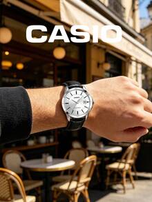 Casio MTP-V004L-7A 男士經典腕錶，銀色錶盤搭配黑色皮革錶帶，時尚商務手錶，適合日常配戴與送禮 - 均碼 - 查看 6