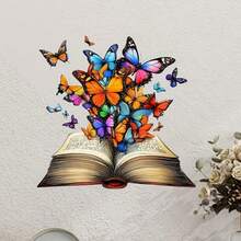 1pc Funny Magic Book Wall Sticker, Flowers And Butterflies Blooming From Book, Suitable For Home Decor, Wall Decor, Room Decor, Office Decor, Dorm Decor, PVC Waterproof Material, Removable - Magic Book Wall Stickers - View 3