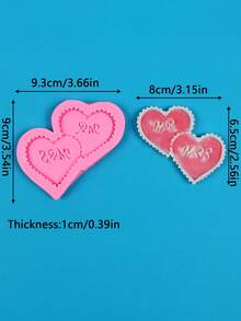 1pc Heart-Shaped And Double Heart Silicone Mold, Suitable For Cake Decoration, Valentine's Day, Wedding, Chocolate, Pudding, Candy - Multicolor - View 14
