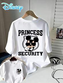 Disney Officially Authorized, Mickey "Princess Security" - Fun T-Shirt With Loose-Fitting, Short-Sleeved Cotton Fabric, Men's Summer Wear, Couple's T-Shirt, Holiday T-Shirt - 白色 - 查看 2