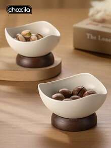 choxila 1 pieza Bol de postre retro con base de madera, plato para frutos secos, bandejas para aperitivos, platos para dulces, bandeja para joyas, bol para ensalada de frutas y yogur, plato pequeño para ingredientes, bol de postre reutilizable multifuncional para el hogar, restaurante, cocina, camping, Ramadán - tazón de postre - Ver 5