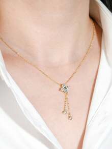 XUJIA 1件女款莫桑石Y型項鍊 925純銀四葉草長鏈項鍊 1.4CTTW莫桑石 週年紀念珠寶禮物送給她 - PMO-121 - 查看 5