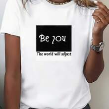 Camiseta "Be YOU" para Mujer - Camiseta Ajustable con Frases Inspiradoras para el Verano, Regalo Perfecto para el Día de la Independencia, Salidas Familiares y Eventos Corporativos - Camiset - negro - Ver 2