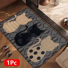 1 pieza, Decoración del hogar, Estampado de patrón de gato, Alfombra de cocina de lino, Tapete de cocina, Tapete de piso, Tapete de baño, Tapete de puerta, Impresión 3D rectangular, Adecuado para sala de estar, dormitorio, pasillo, baño, lavandería - Alfombra de poliéster, Adecuado para decoración del hogar interior y exterior - Multicolor - Ver 12