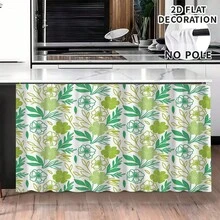 1pc, Home Decor, Floral Pattern Printed Table Skirt, Kitchen Small Curtain, Kitchen Cabinet Cover, With Curtain Holes, Easy To Hang, Rectangular, Machine Woven, Machine Washable, Kitchen Decoration And Accessories, Perfect For Kitchen Cabinets And Home Decor - Multicolor - View 3