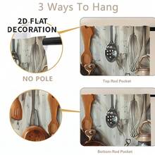 1pc, Home Decor, Kitchen Tool Pattern Printed Table Skirt, Kitchen Small Curtain, Kitchen Cabinet Cover, With Curtain Holes, Easy To Hang, Rectangular, Machine Woven, Machine Washable, Kitchen Decoration And Accessories, Perfect For Kitchen Cabinets And Home Decor - Multicolor - View 8