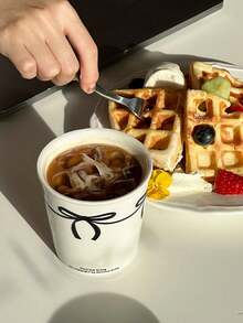 1pc INS Style Bow Knot Ceramic Mug, Water Milk Coffee Cup, American Latte Art Cup - Multicolor - View 5