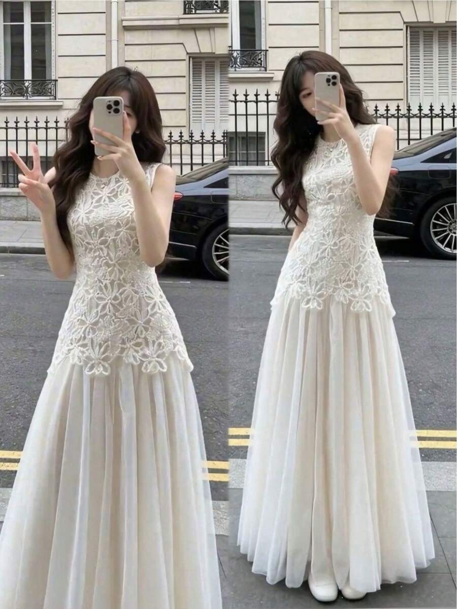 Women Long Dresses - 白色的 - 查看 1
