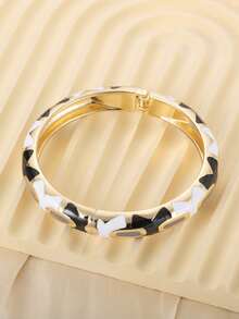 1PC Vintage Opulent FreeForm Zinc Alloy Gold-Plated Enamel Multi-ColorWide Flat Chunky Statement Cuff BraceletNew Year Christmas Dairy Party Clubwear - Bracelet - View 17