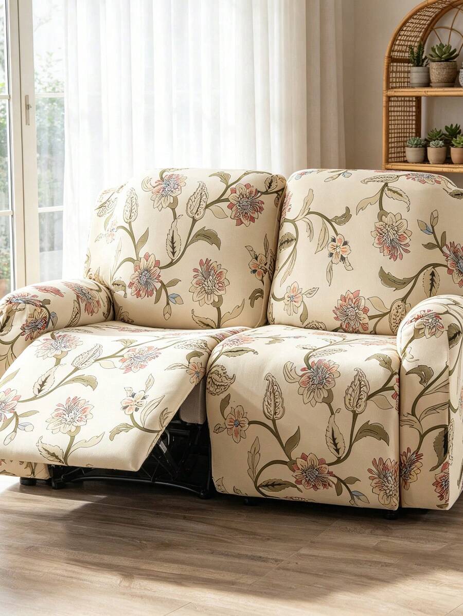 1 Set 4/6/8pcs Elastic Recliner Chair Cover Sofa Cover, Light Gray Geometric Pattern Print Recliner Cover, Elastic Sofa Cover Sofa Cover, Suitable For Living Room Office Home Decor - Champagne - View 1