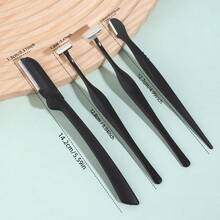 MONKIDS 4pcs Multi-Functional Eyebrow Care Tool Set, Stainless Steel Material, Ergonomic Design, Precise Trimming, Shaping Eyebrows, Suitable For Men And Women, High Cost-Performance, Makeup Tools - Black - View 13