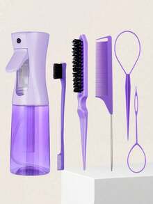 7PCS Styling Hair Set, Hair Design Comb Set, Curling Comb, Smoothing Comb, Styling Comb, Tail Comb And Braiding Tools, Cute Bow Stickers, Suitable For Boys And Girls, Y2K - Multicolor - View 1