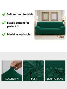 1 pieza Funda de sofá de fibra de poliéster elástica con estilo minimalista moderno impreso, desmontable y lavable a máquina, adecuada para sala de estar, comedor, estudio, dormitorio, uso doméstico - Verde Oscuro - Ver 2