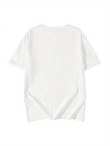 1 Women's White Casual T-Shirt With Blue "CHIEF" Print - Short Sleeves, Loose Fit, Summer Casual Wardrobe Essential, 180g Women's T-Shirt - 白色 - 查看 4
