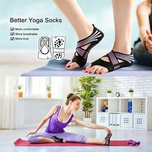 Yoga Shoes Socks Open Toe Non-Slip Grip With Straps, Suitable For Pilates, Ballet, Bikram, Women's Fitness Training - Multicolor - View 8
