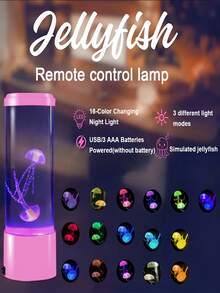Lampu Hias Bentuk Ubur-ubur dengan Colokan USB, Lampu Suasana Berubah Warna, Lampu Ubur-ubur, Dekorasi Rumah Akuarium Ubur-ubur, Lampu Suasana Ruangan untuk Ruang Tamu, Kamar Tidur, Rumah, Hadiah Liburan (Baterai Tidak Termasuk) - MultiWarna - View 2