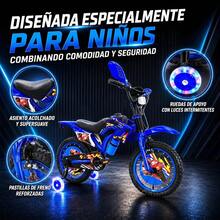 Bicicleta Realista Tipo Moto Para Niños R16 Rodada Con Casco - Azul - Ver 6
