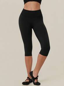TimeOff Women's 1pc Solid Color Tummy Control Butt Lifting Slimming Sports Mid-Length Shorts - Black - View 8