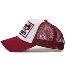 3D Embroidered WESTERN Mesh Wide Brim Baseball Cap Cotton Men's Patchwork Cross-Border Korean Style Retro - Multicolor - View 6
