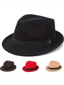 1 buah Topi Koboi Barat Modis Bertepi Kecil Ukuran M-Mark untuk Musim Gugur, Lingkar Kepala Besar, Topi Jazz yang Membuat Wajah Terlihat Lebih Ramping - beraneka warna - View 3