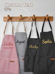 1pc Personalized Embroidered Apron With Name - Customized Gift For Cooking, Baking Or Craft Enthusiasts, Kitchen Apron, Gift For Her, Cooking Gift - Multicolor - View 2