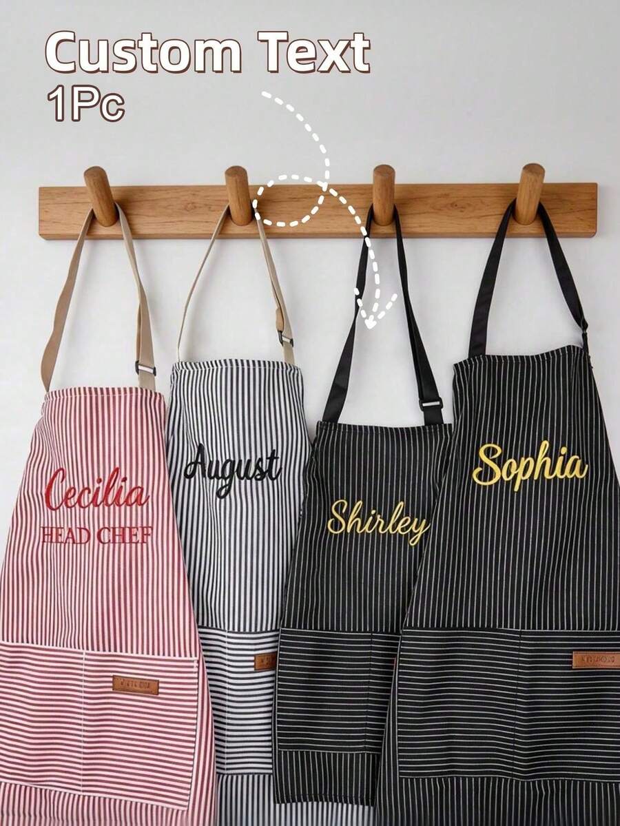 1pc Personalized Embroidered Apron With Name - Customized Gift For Cooking, Baking Or Craft Enthusiasts, Kitchen Apron, Gift For Her, Cooking Gift