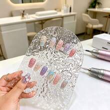 1件透明紋理壓克力美甲展示板，美甲攝影背景道具，手持式美甲樣品裝飾展示盤，美甲色盤工具 - 彩色 - 查看 8