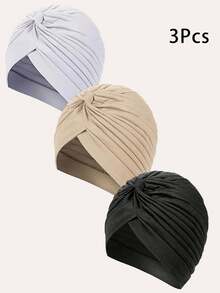 Awegeo Bộ 3 chiếc mũ nhiều màu sắc kiểu mới, mũ trùm đầu, mũ ngủ, thích hợp cho mùa hè, đi biển, nghỉ lễ, du lịch. - Nhiều màu - Xem 16