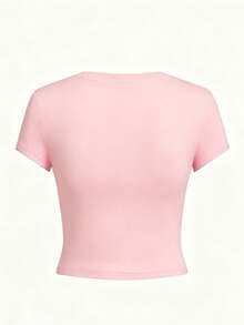 Summer Mother's Day New Fashionable Versatile Casual Shell & Starfish Beach Print Round Neck Short Sleeve T-Shirt For Women Pink - Pink - View 6