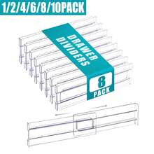 1/2/4/6/8/10pcs Adjustable Drawer Dividers, Expandable Drawer Organizers For Clothes, Bedroom, Kitchen, Bathroom, Office, Cosmetics Storage, Sturdy And Reliable - Clear - View 12